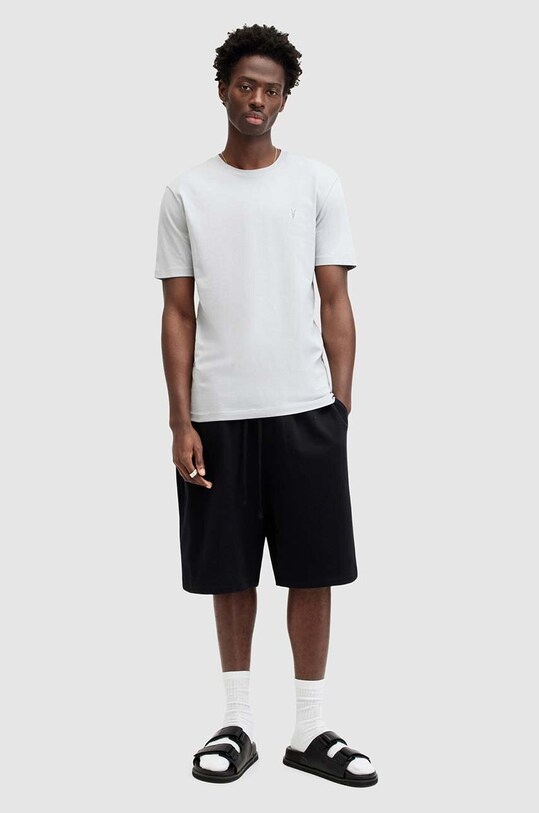Βαμβακερό μπλουζάκι AllSaints BRACE SS CREW γκρί MD131G