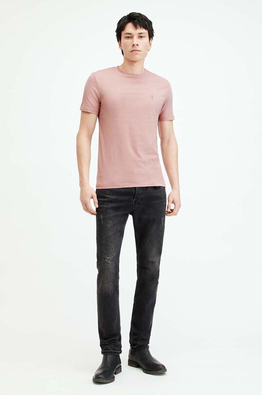 AllSaints tricou din bumbac BRACE SS CREW roz MD131G