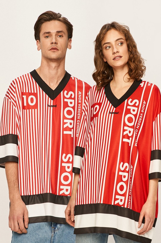 Hummel - Pánske tričko V výstrih červená 207038