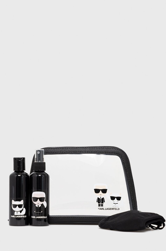 Karl Lagerfeld Zestaw podróżny - kosmetyczka, maseczka i dwa pojemniki 211W3916 czarny 211W3916