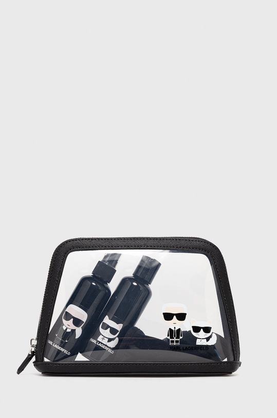 Akcesoria Karl Lagerfeld Zestaw podróżny - kosmetyczka, maseczka i dwa pojemniki 211W3916 211W3916 czarny