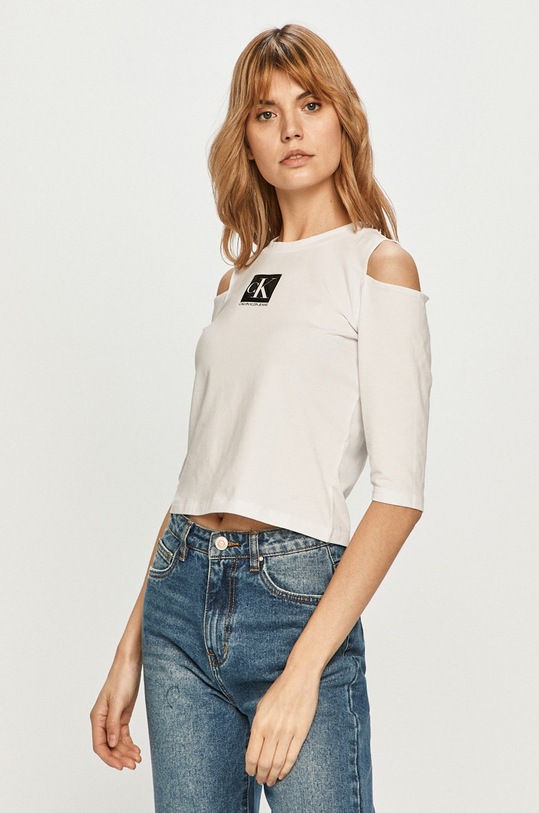 Calvin Klein Jeans - Tričko s elastanem bílá J20J215323.4891
