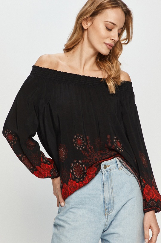 Desigual - Bluza cu modele negru 21SWBW50