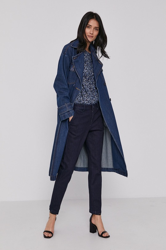 United Colors of Benetton Bluzka bawełniana 5OA95QBA4.66F granatowy SS21