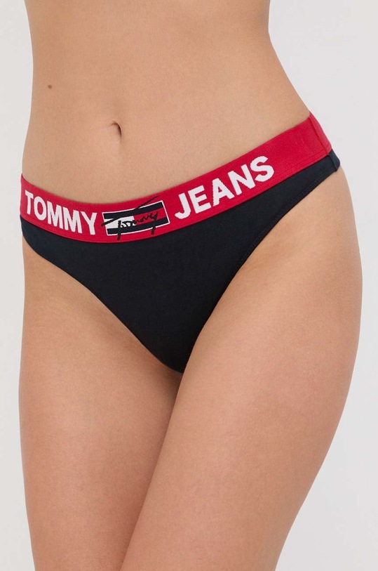 Στρινγκ Tommy Jeans πλεκτό ύφασμα σκούρο μπλε UW0UW02823.4891