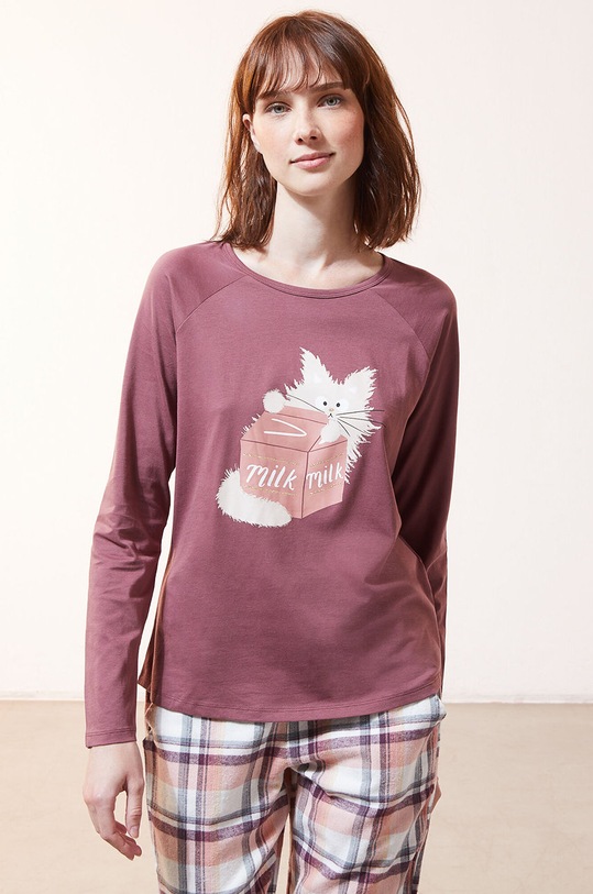 Etam - Pyžamové tričko s dlhým rukávom Fleur vrchný fialová 652347615