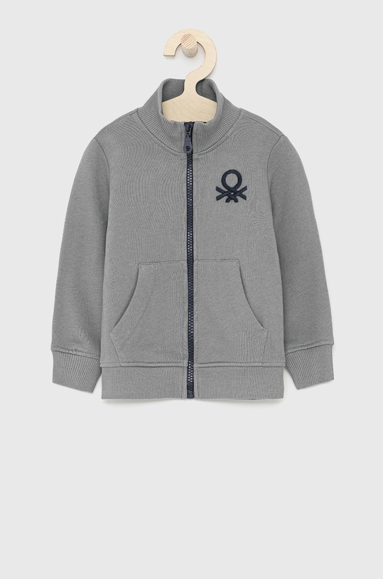 Dětská bavlněná mikina United Colors of Benetton bez kapuce šedá 3J68C5196.110.170