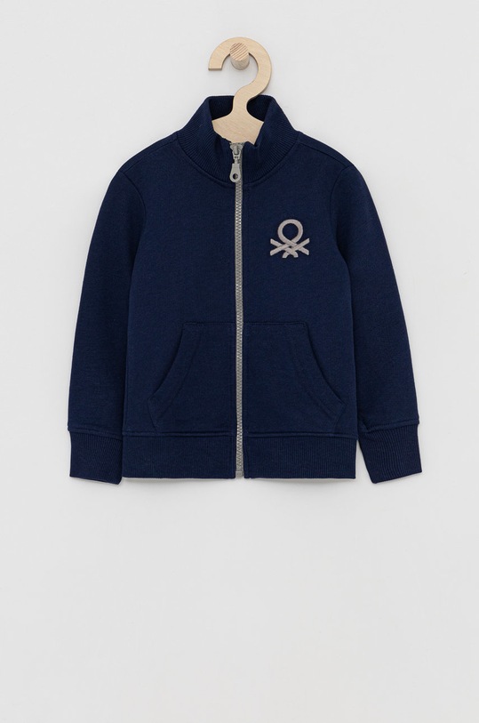 Dětská bavlněná mikina United Colors of Benetton bez kapuce námořnická modř 3J68C5196.110.170