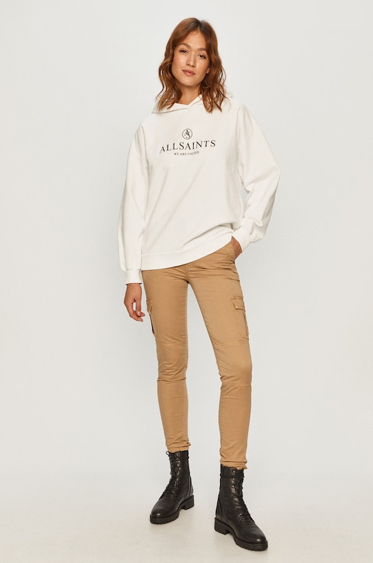 AllSaints - Bavlnená mikina WG567T biela SS21