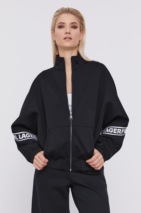 Mikina Karl Lagerfeld bez kapucne čierna 211W1802