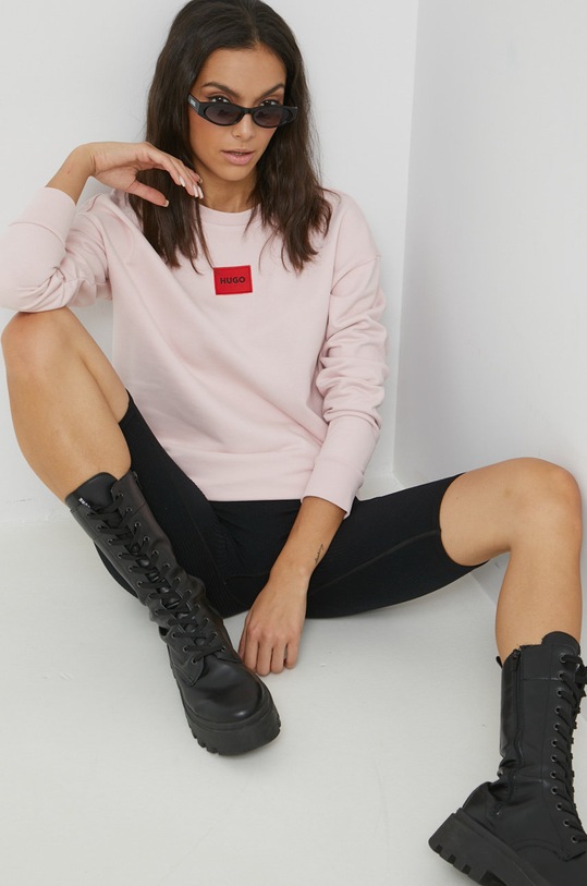 HUGO bluza bawełniana 50455971 bawełna różowy 50455971