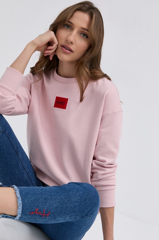 HUGO bluza bawełniana 50455971 bawełna różowy 50455971