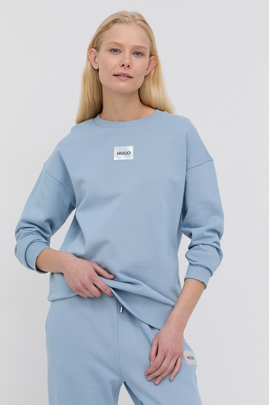 HUGO bluza bawełniana 50455971 bawełna niebieski 50455971
