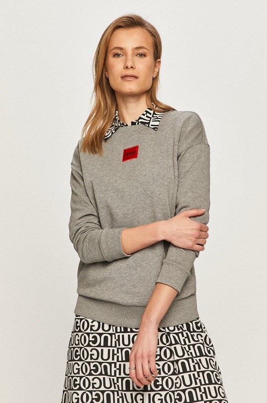 HUGO bluza bawełniana 50455971 aplikacja szary 50455971
