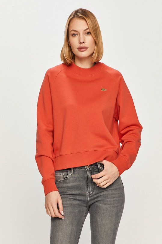 Bavlněná mikina Lacoste bez kapuce červená SF9428