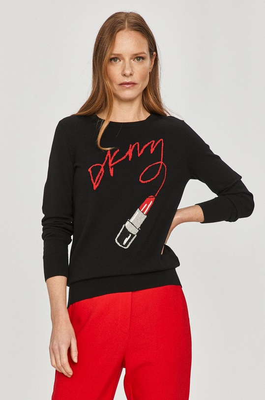 Dkny - Pulover subtiri negru P0JSB036