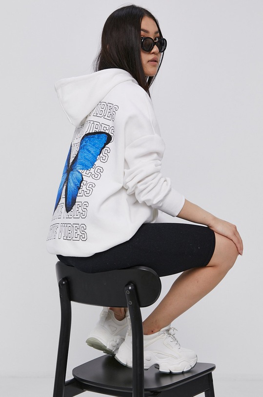 Mikina Tally Weijl s kapucí bílá SSWCOHUNNY4