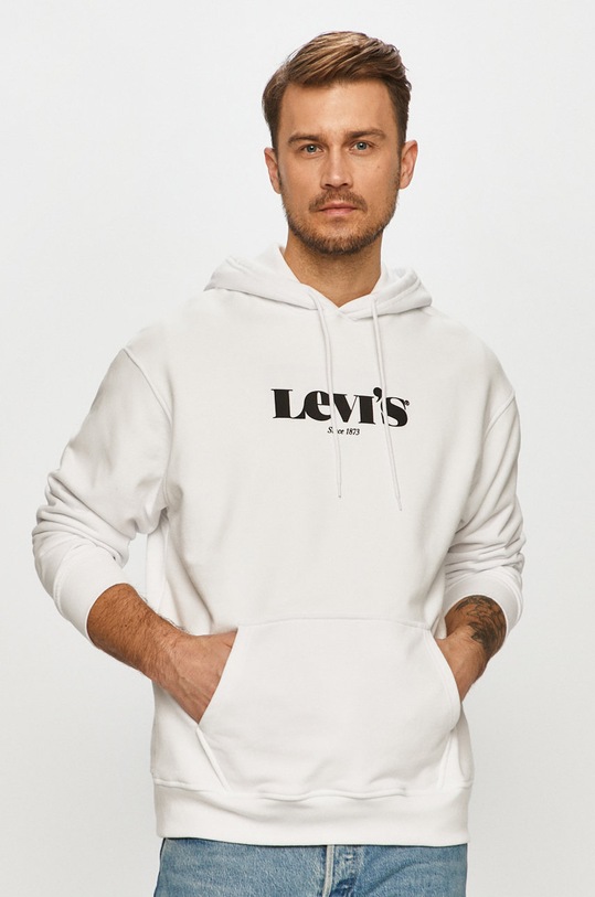 Bavlněná mikina Levi's s kapucí bílá 38479.0038