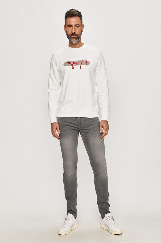 Hugo - Bavlnená mikina 50442619 biela SS21