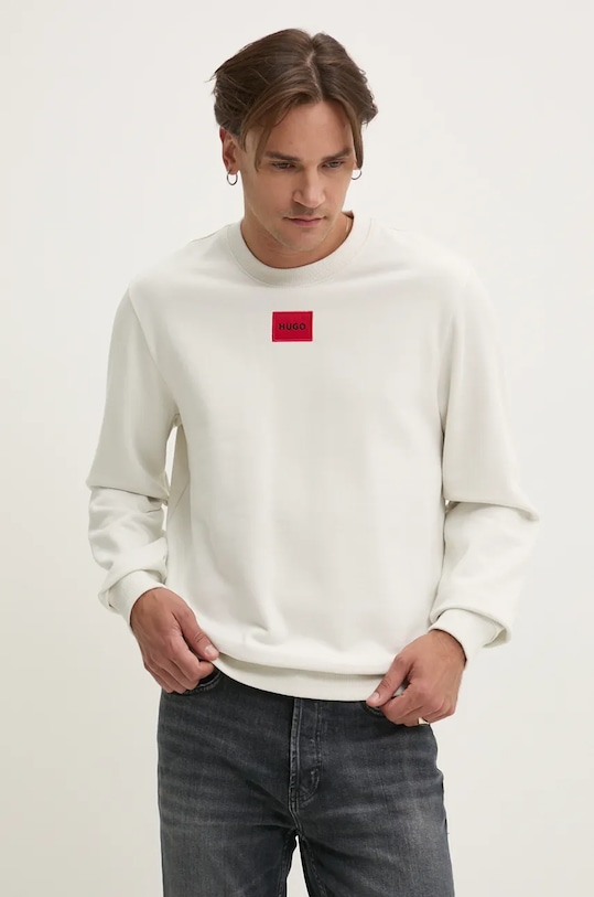 HUGO bluza bawełniana aplikacja beżowy 50447964