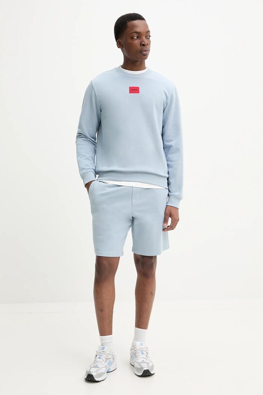 Бавовняна кофта HUGO 50447964 блакитний AW25