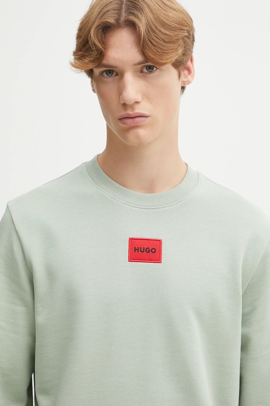 HUGO bluza bawełniana zielony 50447964