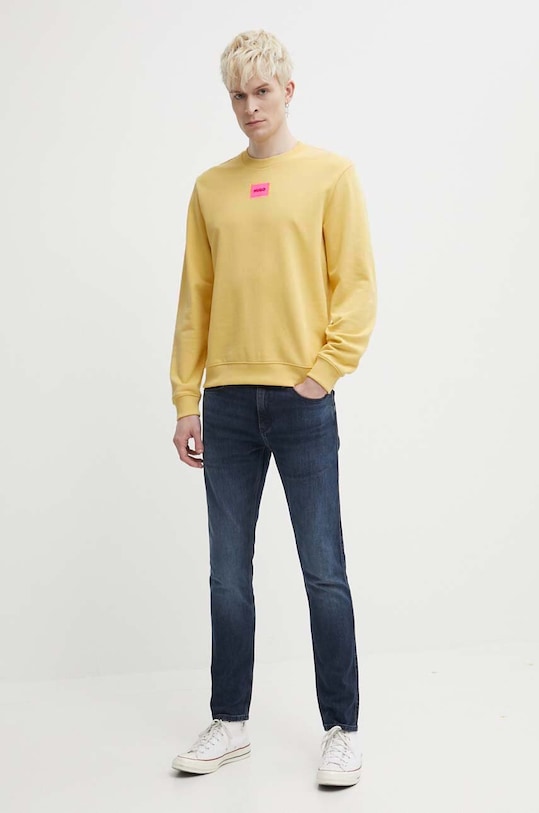 Βαμβακερή μπλούζα HUGO 50447964 κίτρινο AW25