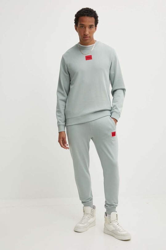 Βαμβακερή μπλούζα HUGO 50447964 πράσινο AW25