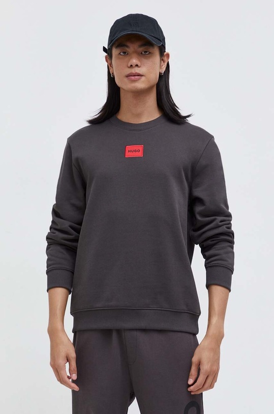 HUGO bluza bawełniana aplikacja szary 50447964