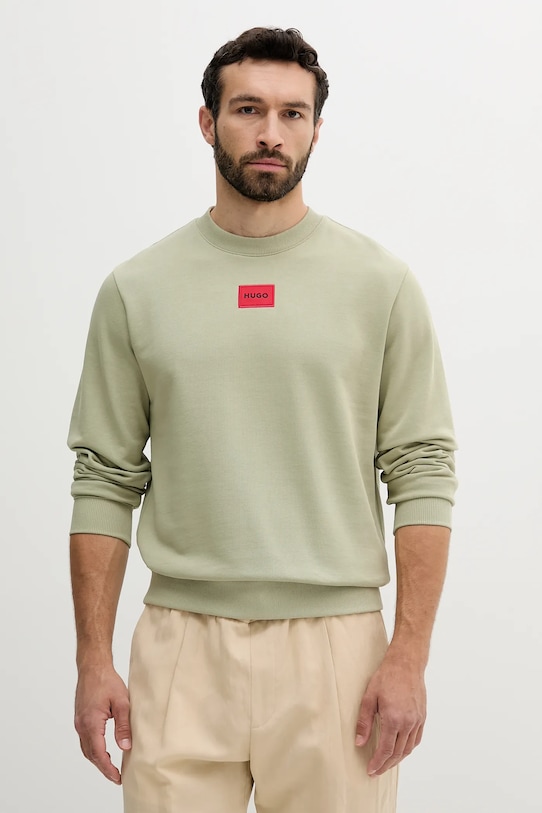 HUGO hanorac de bumbac imprimeu verde 50447964