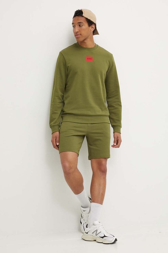 HUGO bluza bawełniana 50447964 zielony AW25