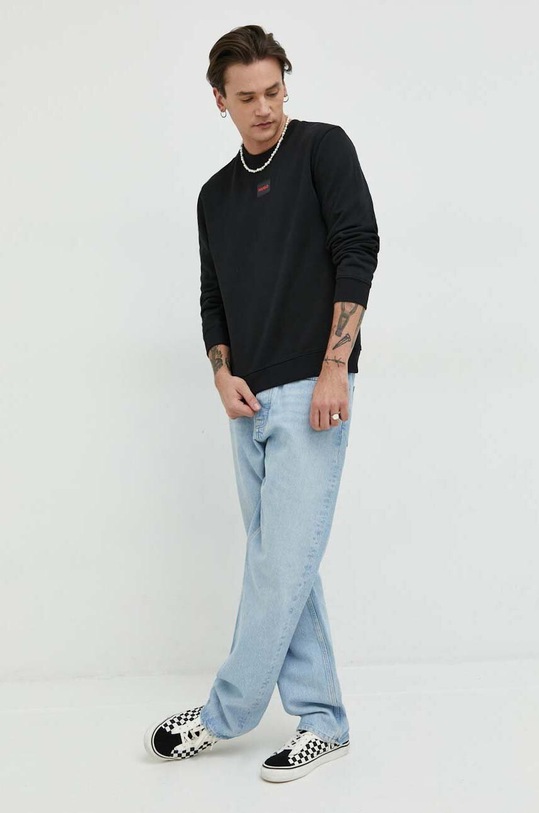 HUGO bluza bawełniana 50447964 czarny AW25