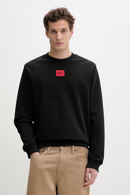 Bavlnená mikina HUGO Diragol212 nášivka čierna 50447964