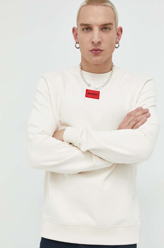 HUGO bluza bawełniana beżowy 50447964