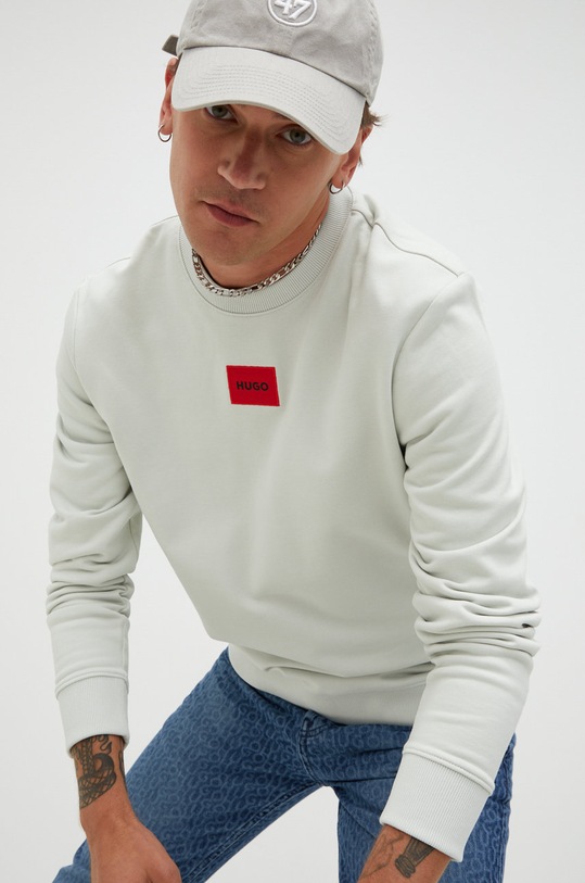 HUGO bluza bawełniana bawełna zielony 50447964