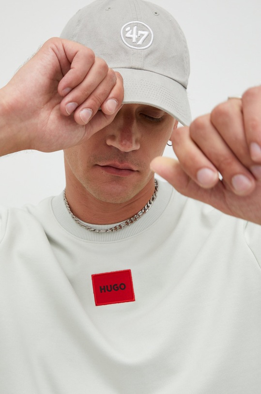 HUGO bluza bawełniana zielony 50447964