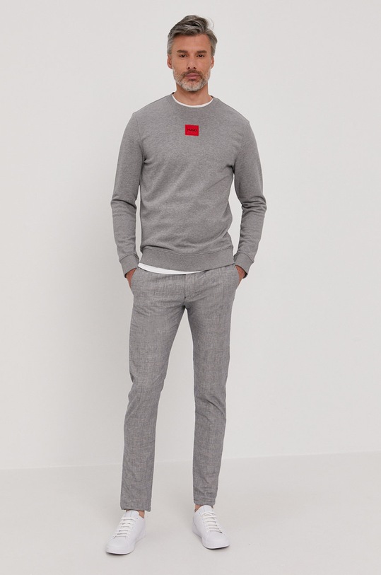 HUGO bluza bawełniana 50447964 szary AW25
