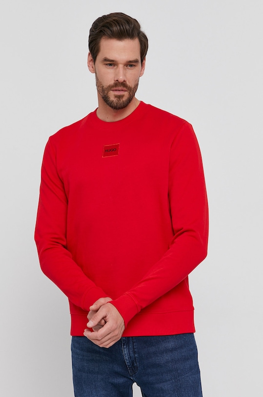 Bavlněná mikina HUGO nášivka červená 50447964