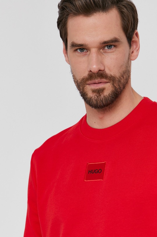 HUGO bluza bawełniana czerwony 50447964