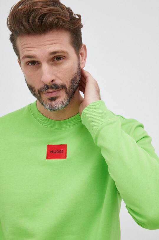 HUGO bluza bawełniana bawełna zielony 50447964