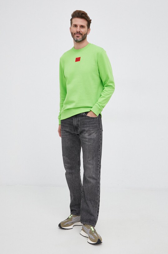 HUGO bluza bawełniana 50447964 zielony AA00