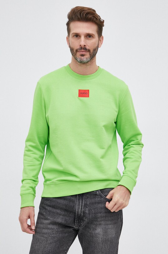 HUGO bluza bawełniana zielony 50447964