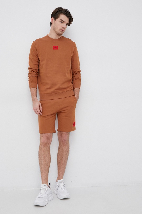 HUGO bluza bawełniana 50447964 brązowy AW25