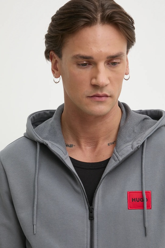 Хлопковая кофта HUGO Daple212 серый 50447972