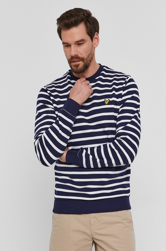 Lyle & Scott Bluza bawełniana wzorzyste granatowy ML1233V.Z629