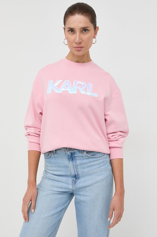 Bavlnená mikina Karl Lagerfeld 211U1804 ružová SS21