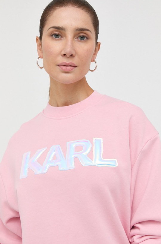 Bavlnená mikina Karl Lagerfeld ružová 211U1804