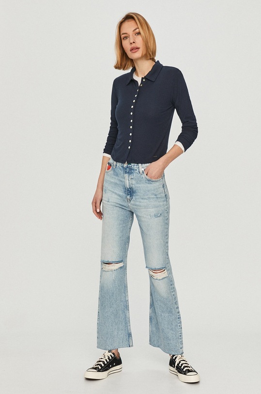 Pepe Jeans - Tričko s dlhým rukávom Agnes s elastanom tmavomodrá PL504794.592