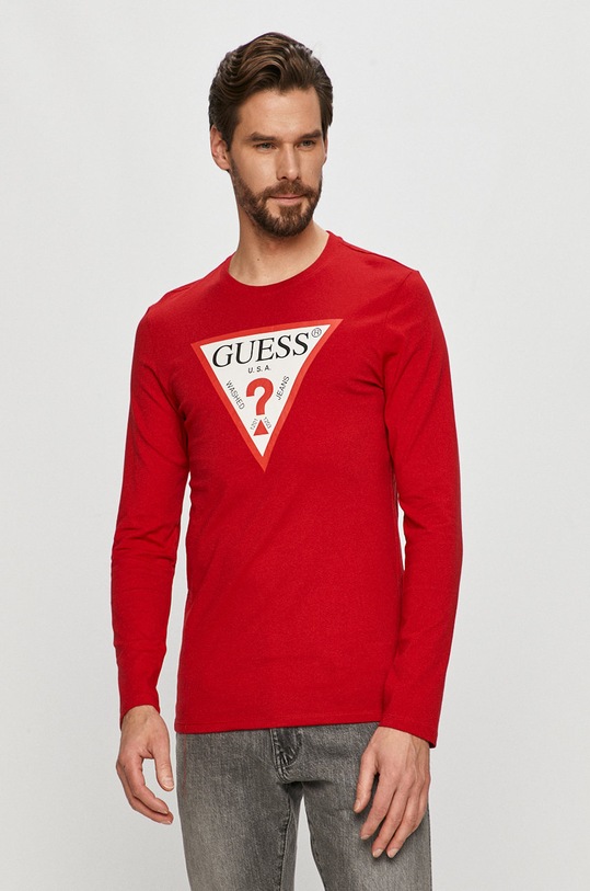 Guess - Tričko s dlouhým rukávem kulatý červená M1RI31.I3Z11