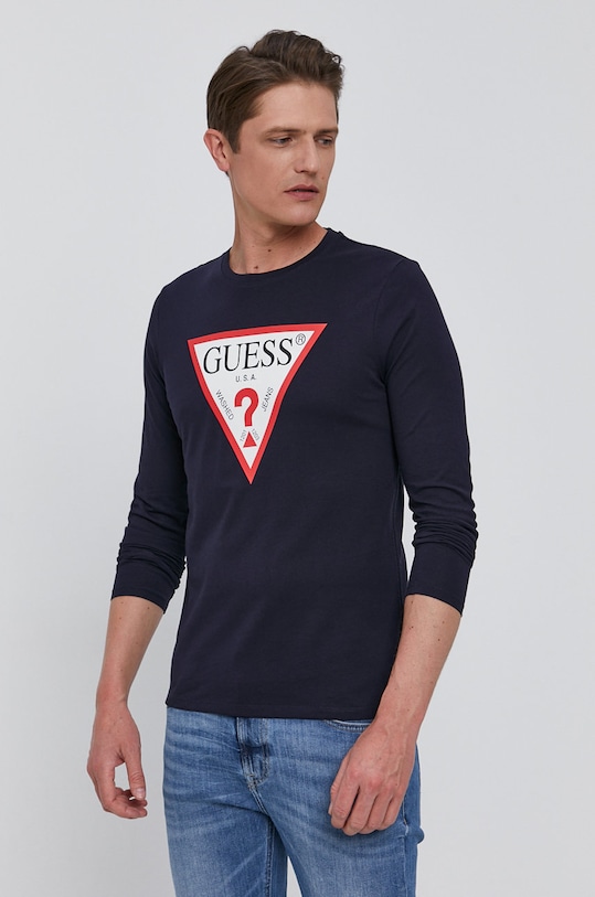 Guess - Tričko s dlhým rukávom bavlna tmavomodrá M1RI31.I3Z11